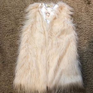 Cream faux fur vest